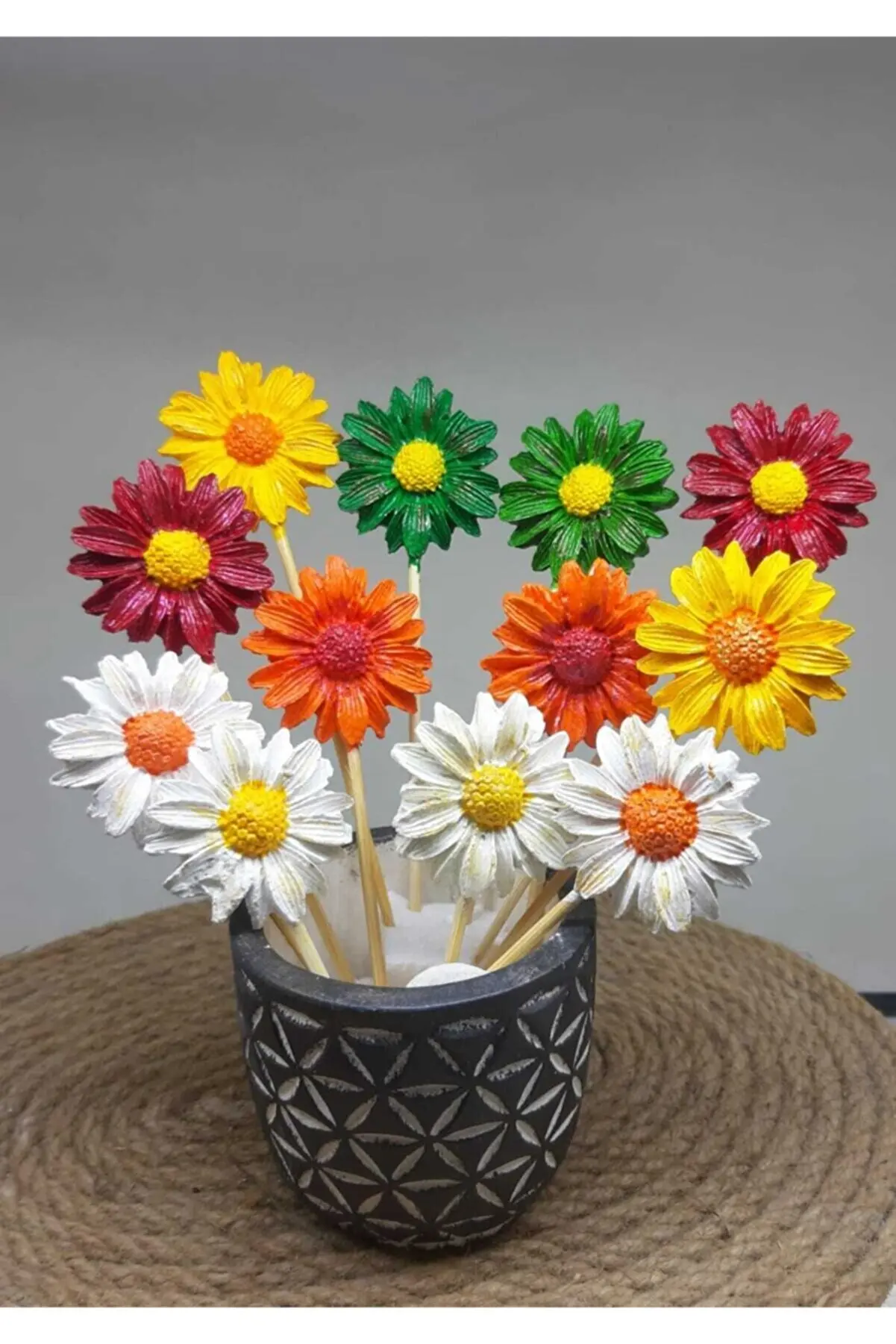 Fun Colorful Daisy Shaped Pot Ornaments 10 Pieces Garden Home Decoration Pinwheel Flower Pot Accessory Flower Pot Accessory Flower Care