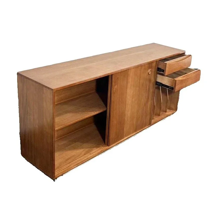 Solid wood dining side cabinet coffee cabinet retro simple wine cabinet living room against the wall microwave