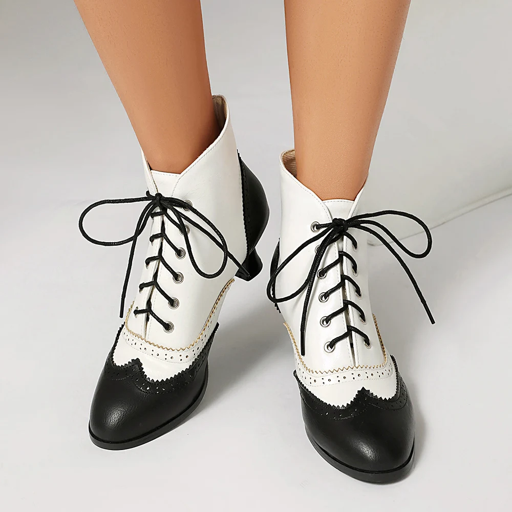 

British Punk Noble Women Shoe Retro Knight Boot Medieval PU Leather Ankle Boot Fashion Lady Cosplay High Heel Shoe Botas Mujer