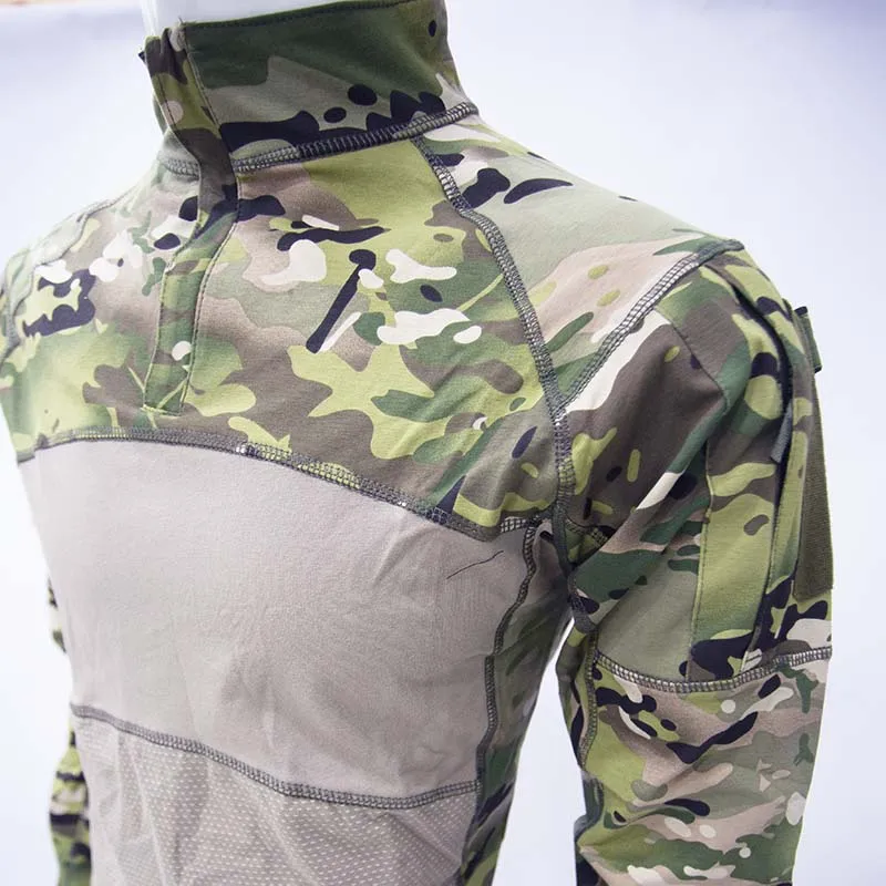 

Military Camouflage Tactical Frog Shirt Men Breathable Half-Zip Short Sleeve Outdoor Wargame Top