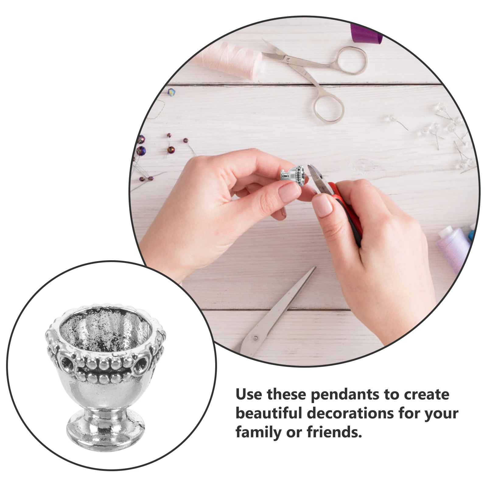 

50pcs Cup Pendant 13x13mm Alloy Necklace Charms Bracelet Earring Accessories Silver Color Jewelry Crafts DIY