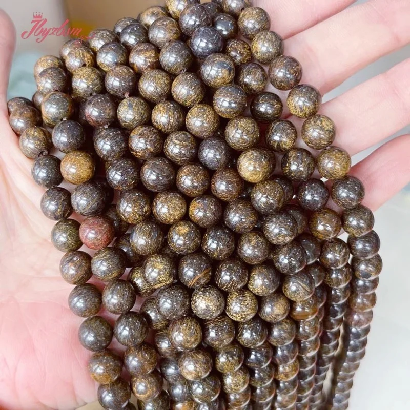 6/8/10/12mm Natural Brown Bronzite Round Shape Stone Beads For DIY Loose Beads Earring Necklace Bracelet Spacer Strand 15 inches