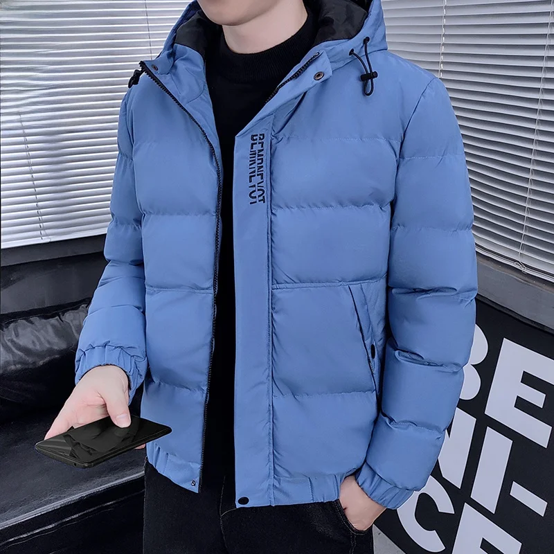 

Men's Outdoor Sports down Jaet Hooded Thiened Warm Coat Youth Faion Cold Resistance Cotton Padded Outerwear Coat