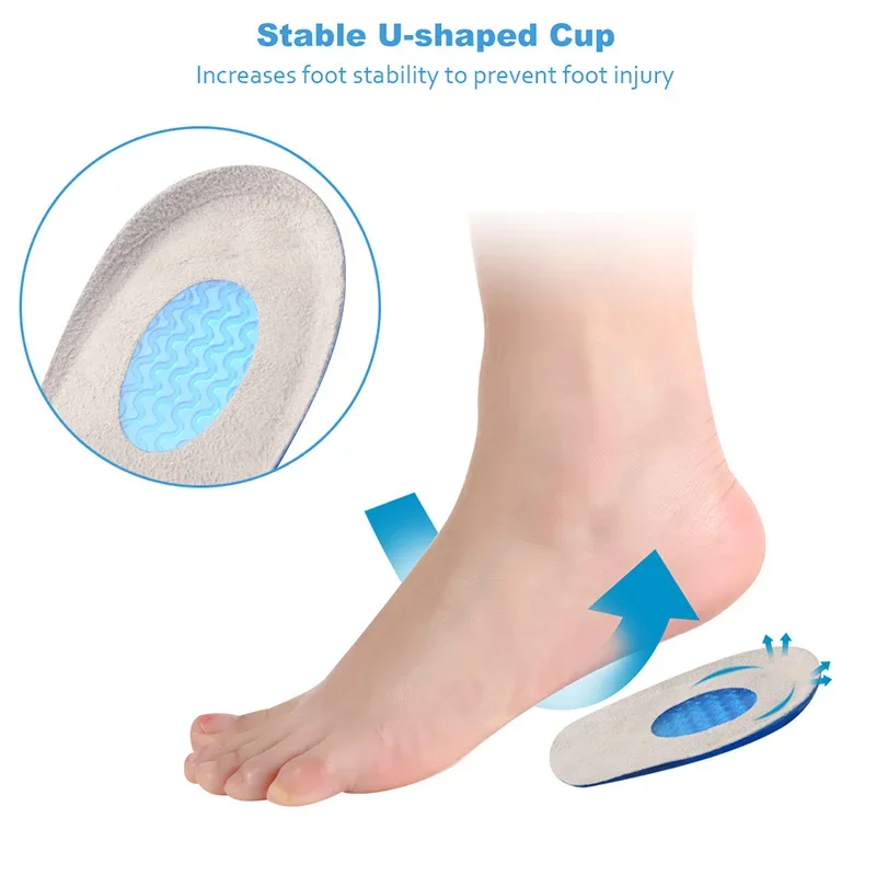 Silicone Half Insole for Heel Spurs Pain Relieve Inserts Feet Care Protectors Plantar Fasciitis Shock Absorption Soft Cushions