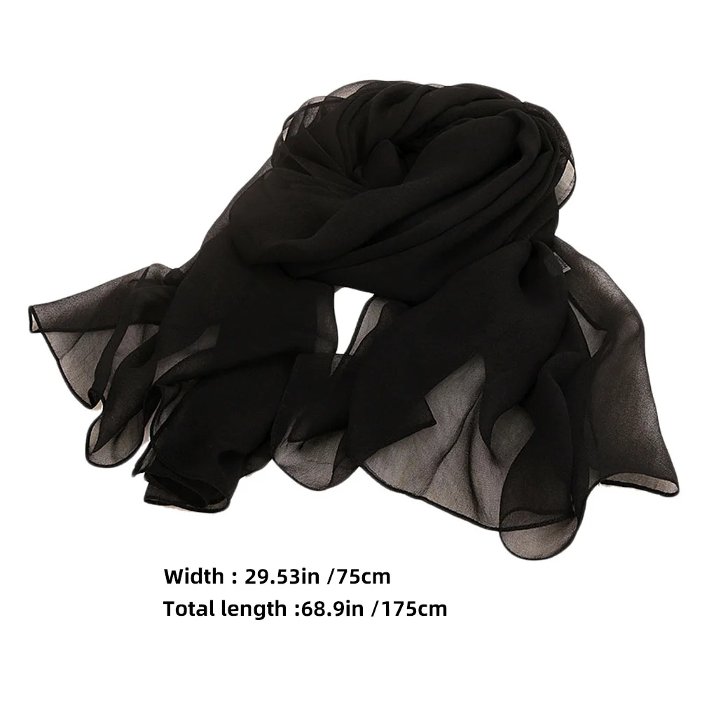 

Solid Color Sunscreen Scarf Sun Block Cape Women Shawl Dual Scarf Black 180x70cm Lightweight Air Conditioning Room Use