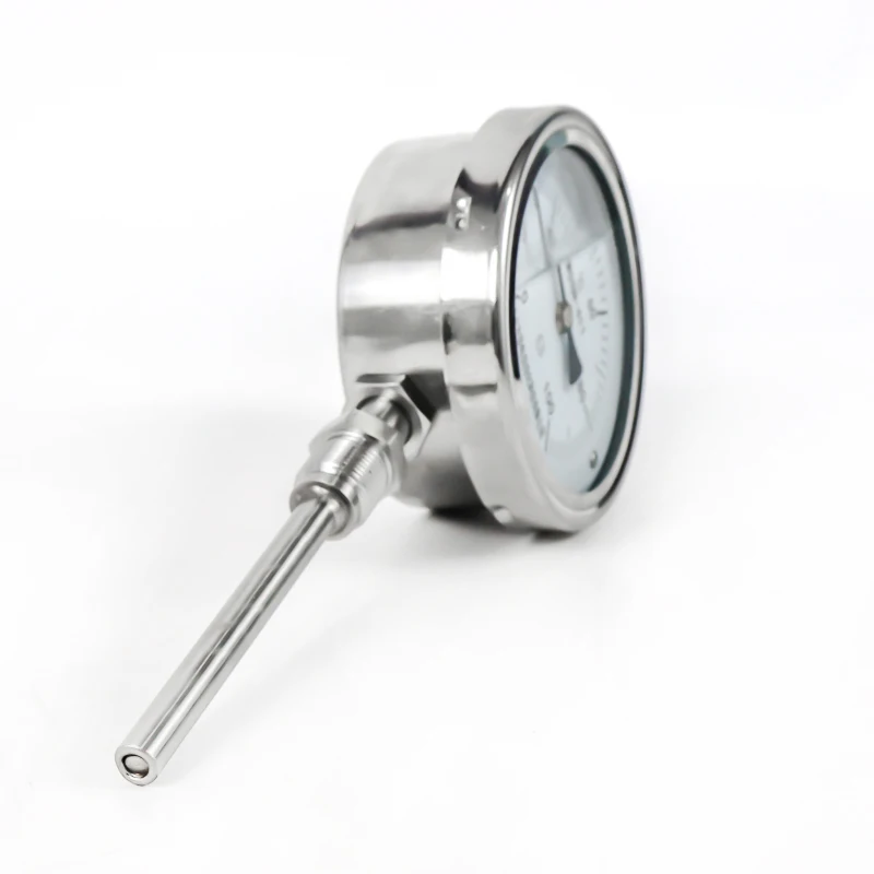 

0-400℃ G1/2 100mm Probe 10mm Diameter Bimetal Shock-resistant Radial Thermometer Filled With Glycerin