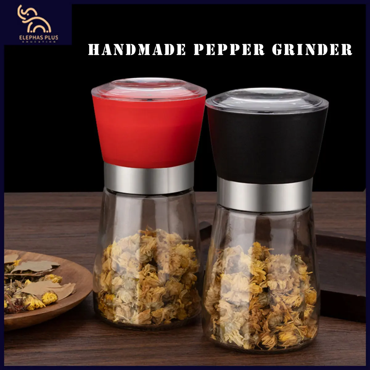 Manual Adjustable Pepper Grinder for Freshly Ground Pepper & Sichuan Pepper, Household Salt Spice Mill