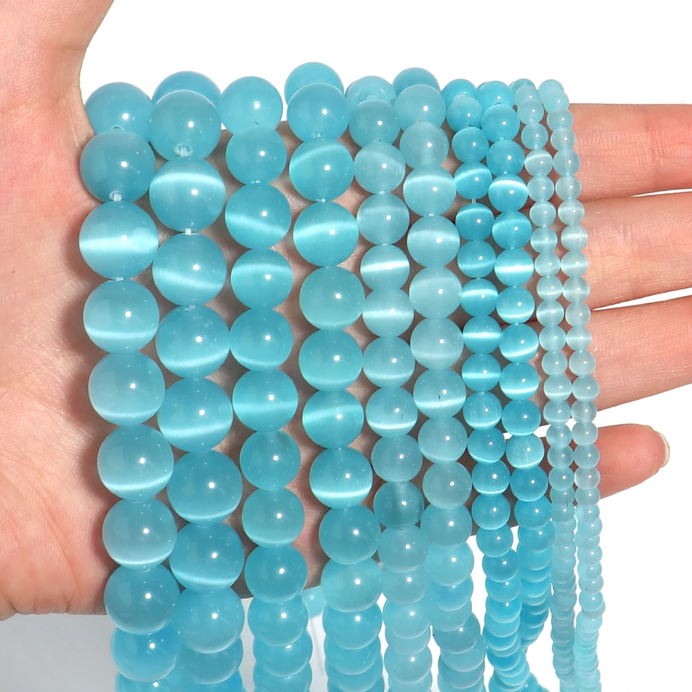 1 Strand 4/6/8/10/12mm Cat Eye Stone Beads Natural Stone Beads Loose Beads For Jewelry Making DIY Bracelets Necklace Accessories