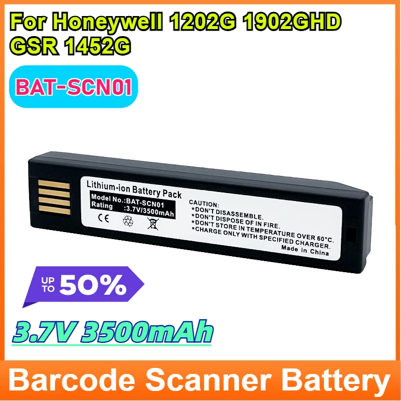 

New BAT-SCN01 3.7V 3500mAh Battery Suitable for Honeywell 1202G 1902GHD GSR 1452G Barcode Scanner Battery