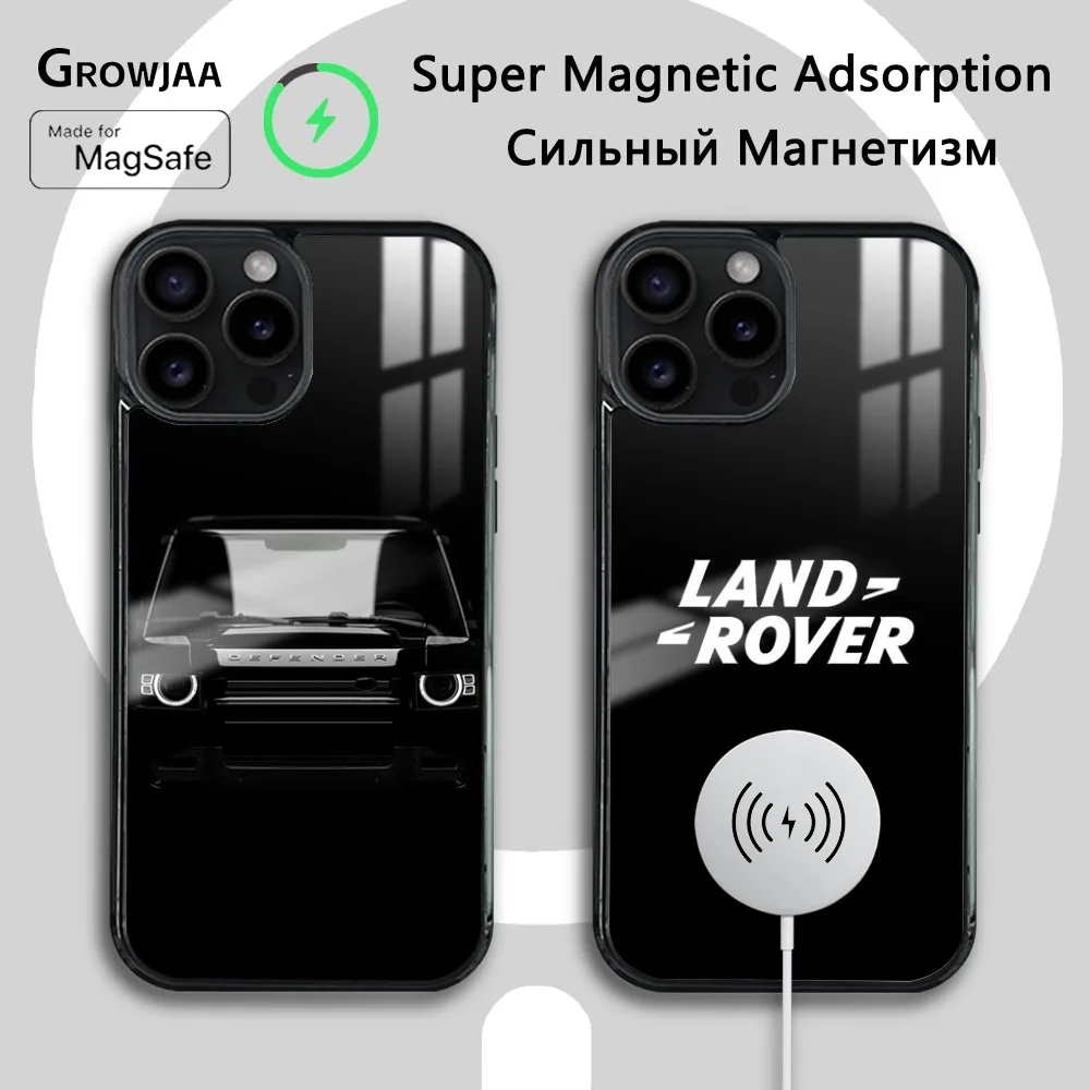 Car SUV Cool Black Magsafe Phone Case For iPhone 15 14 13 12 11 Pro Max Plus Mini L-Land rover-r Mirror Wireless Magnetic Cover