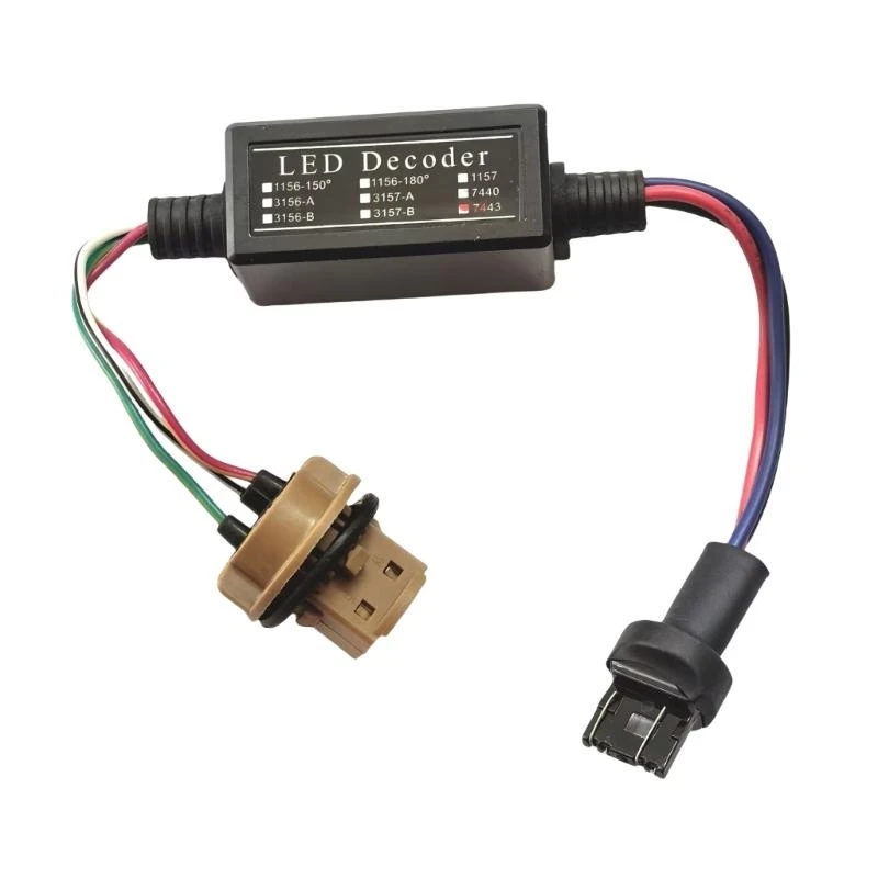 Efficient T20 7443 LED Decoders Plugs & Play LED Adapter Plastic for Solving Flickering Issues In Vehicle LED Tail