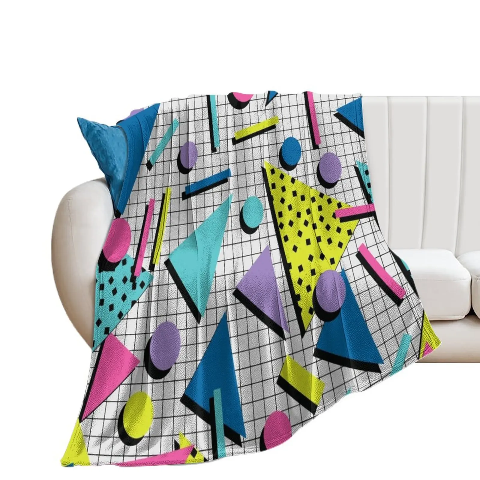 Totally Tubular! Retro 80s Memphis Style Inspired Geometric Print Throw Blanket Blankets For Bed Hair wednesday Shaggy Blankets