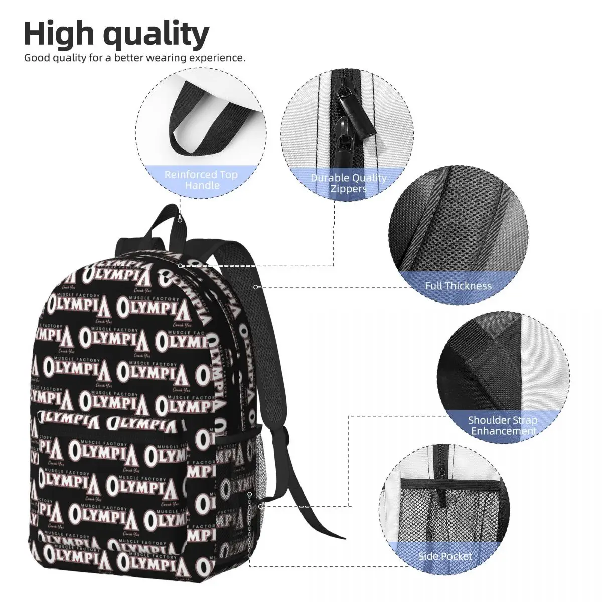 Future Mr OLYMPIA Motivations Backpack Daypack Large Capacity Boys Girls BookBag School Bag Shoulder Bags for Men Women