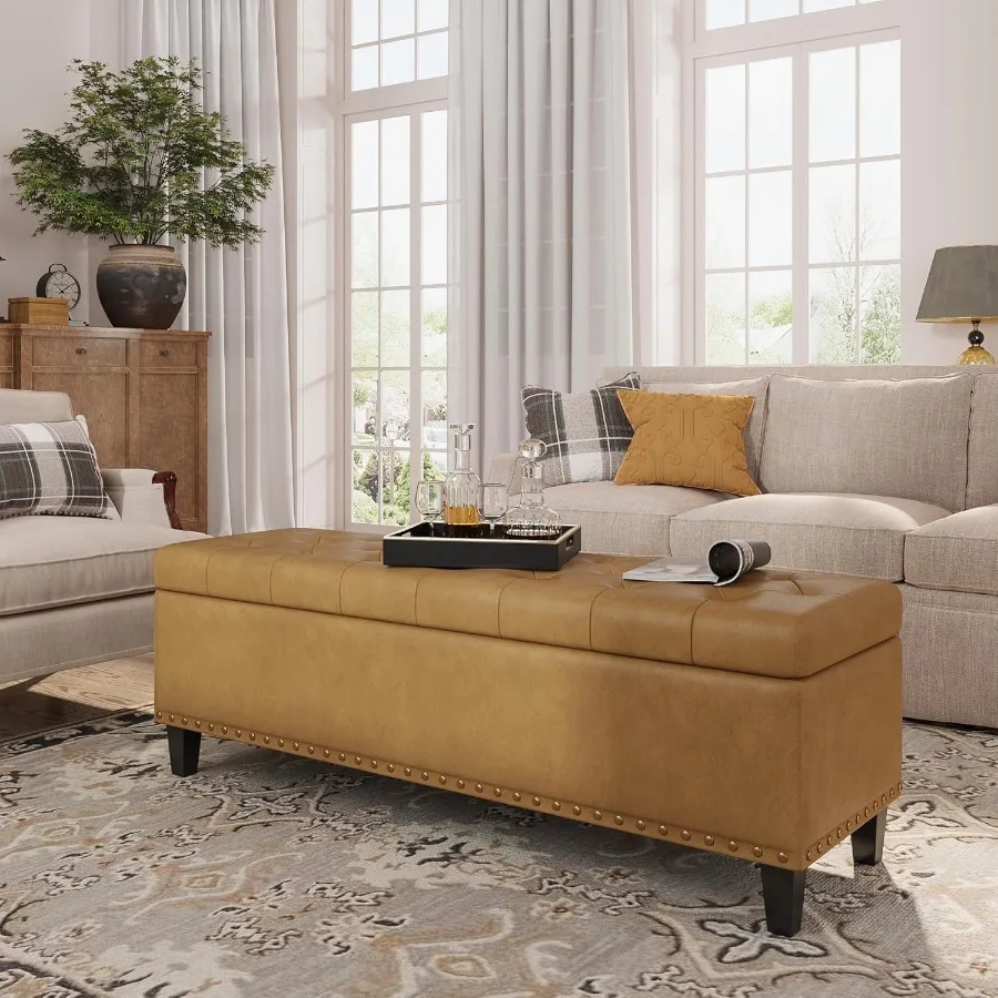 Storage Ottoman Beh 51Ih Large Storage Beh for Bedroom End of Bed 30 Gallons Faux Leather Ottoman for Bedroom Living Room Entry