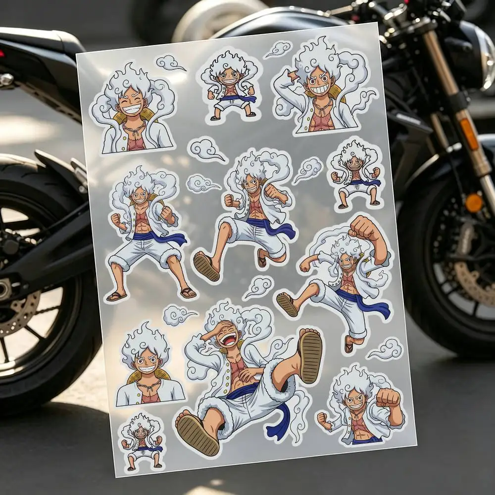 ONE PIECE Luffy Silver Vinyl Motorcycle Sticker Waterproof DlY Helemt Front Windshield Fuel Tank Scooter Vinyl Decal