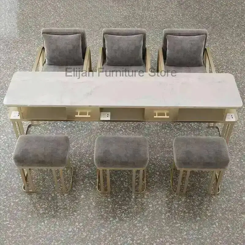 صالون تجميل لطاولات طاولة مانيكير الأظافر الفاخرة القابلة للطي الأظافر الأثاث الاصطناعي شريط قابل للطي مجموعة مروحة التجميل المهنية #2