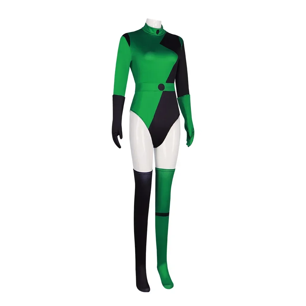 Disfraz de Shego de súper villano para adultos, mono de Halloween para niñas y mujeres, Catsuit Zentai, Mono para niñas picantes