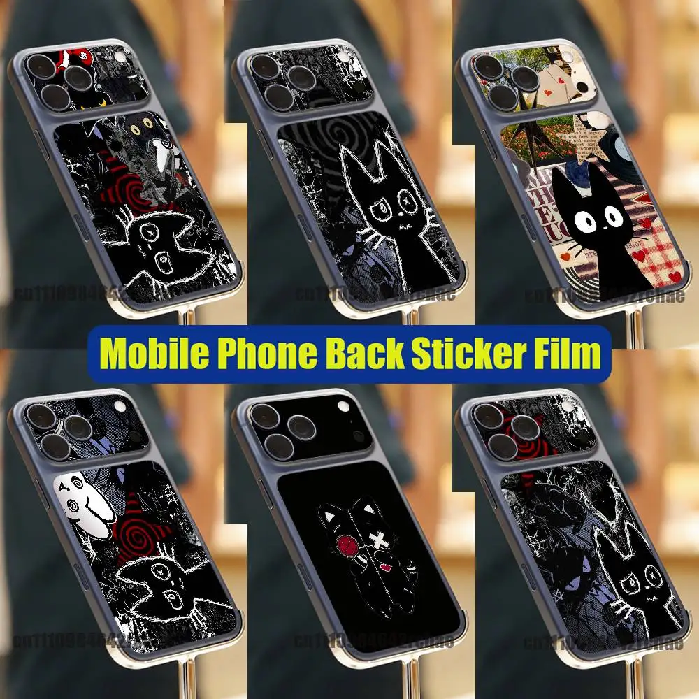 

For Graffiti Black EMO Cat Phone Back Film Sticker iPhone 17 Pro Max P PM Decal Skin Wrap Custom Stickers Cover