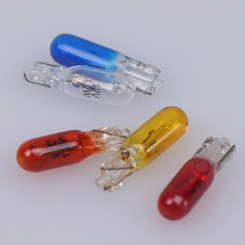 

10Pcs W2W T5 12v 1.2w Car Halogen Lamp Instrument Lights Dashboard Bulb Blue/red/amber/yellow Auto Interior Light Car Styling