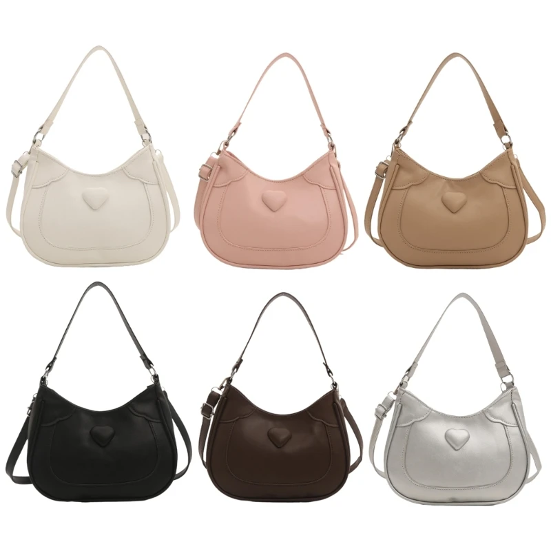 

Женская сумка через плечо из искусственной кожи с милым сердечком и сумкой на молнии под мышками, однотонная маленькая сумочка
