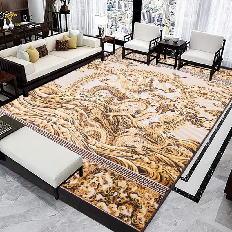 CXX dragon pattern carpet living room retro style zen Chinese tea table mahogany study sofa, floor mat