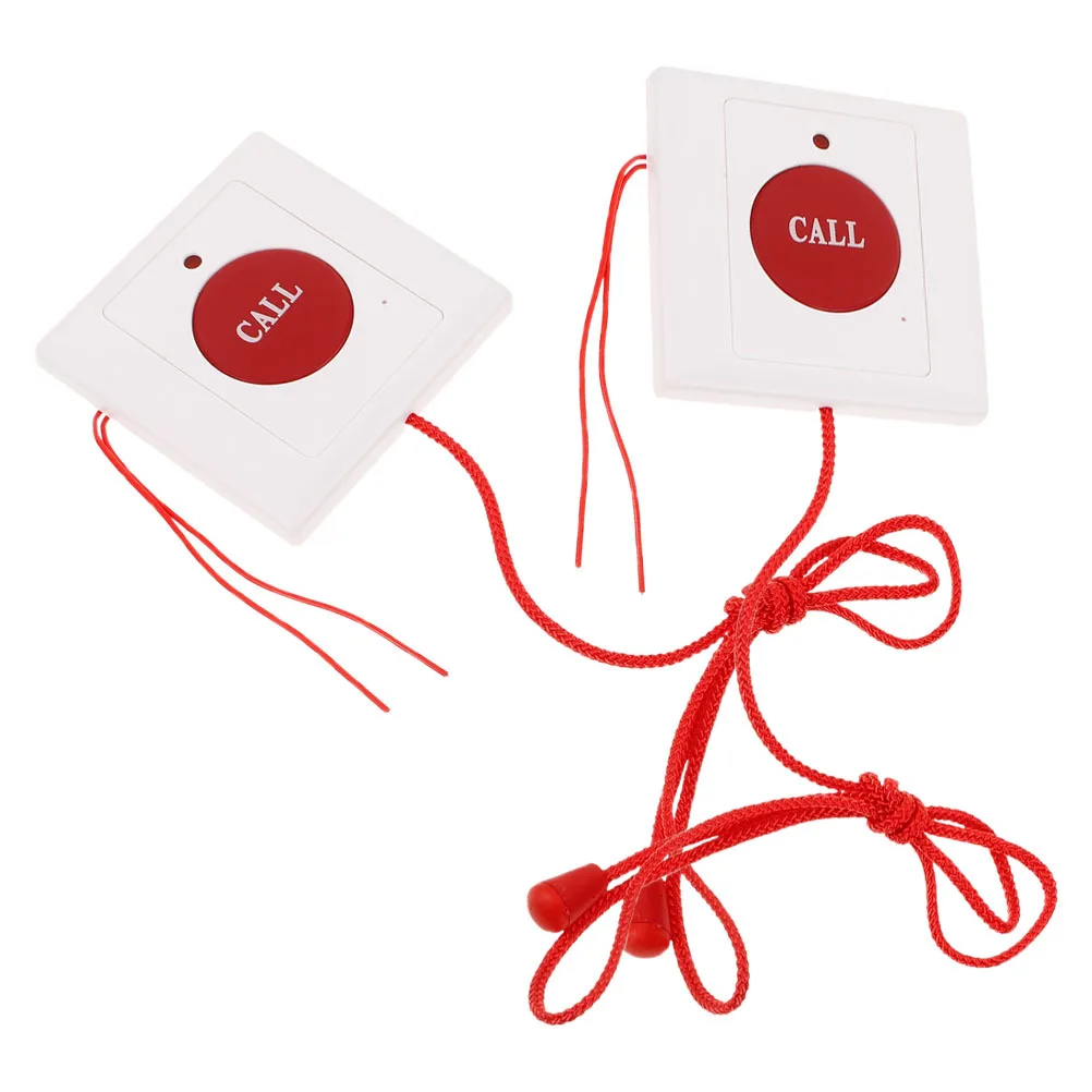 2Pcs Emergency Call Button for Elderly Wall Mounted Pull Cord Sos Alarm Easy Install Patient Alert Caregiver Pager Wireless