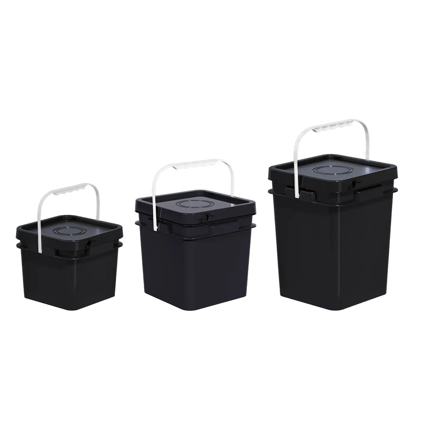 Food Storage Pail with Handle and Lid Stackable Multipurpose Square Bucket for Water Camping Home Art Crafts Projects Garage