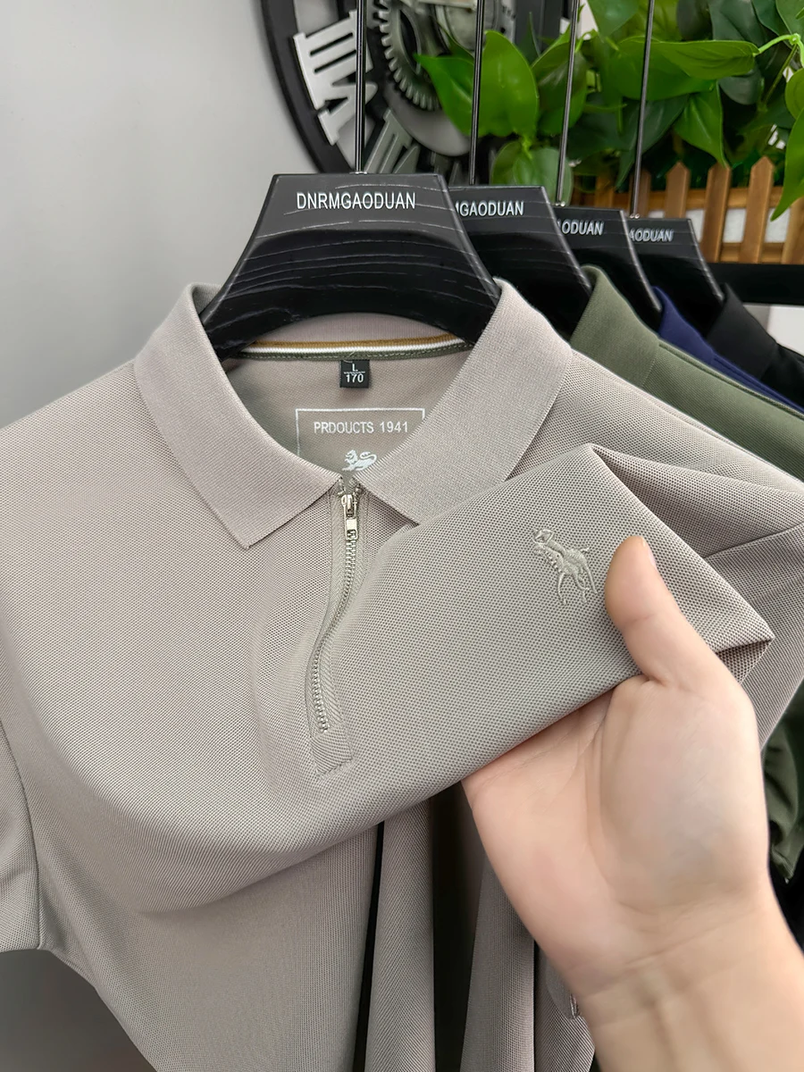 

Luxury brand Paul Pony embroidered polo shirt personalized half zipper short sleeve new lightweight breathable men lapel T-shirt