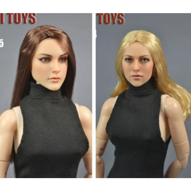 

KT004 KT005 1/6 Scale Female Soldier Head Carving Long Hair Europe America Head Sculpture Model for 12'' Action Figures Body