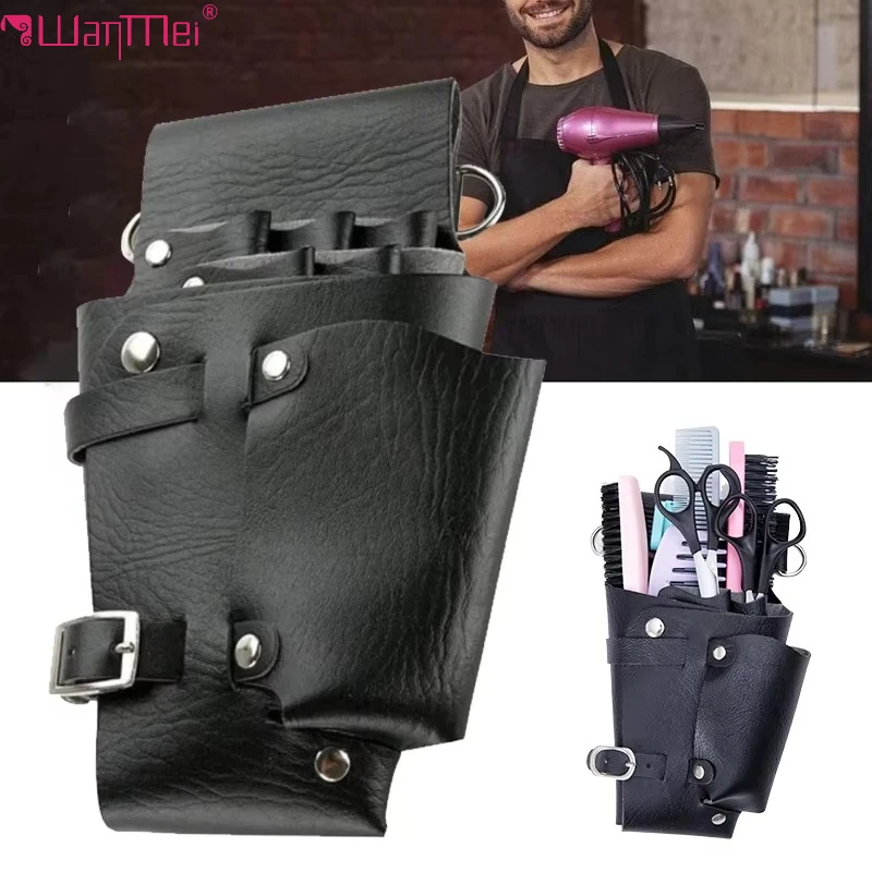 Hairdressing Scissor Bag Clips Comb Case Hairdressing Holster Bags Holder Tool Salon Waist Pack Belt PU Stylist Scissors Bag