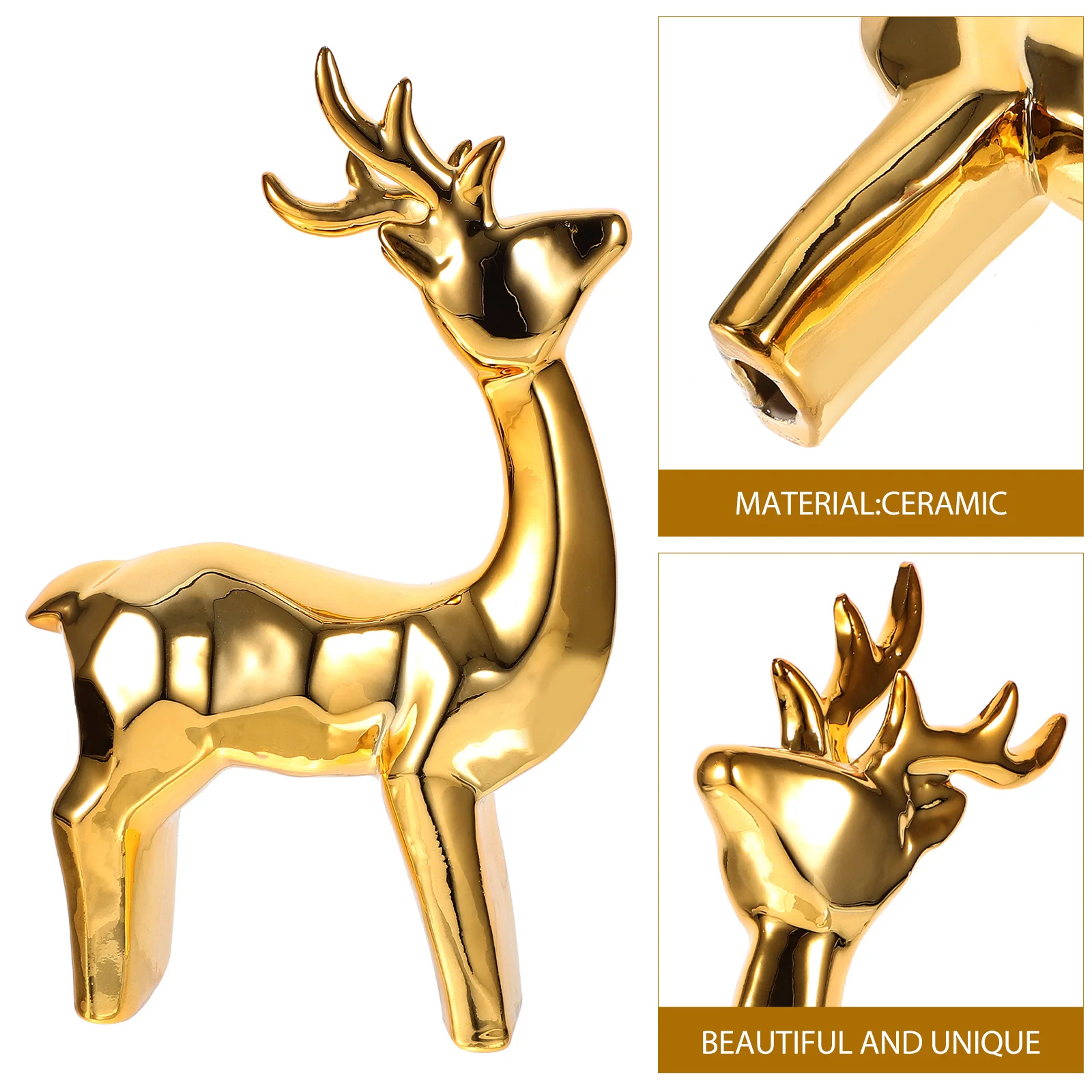 تمثال غزال من السيراميك، رف غرفة مدمج، ديكور سطح الطاولة، قطعة حرفية لتزيين الحيوانات #6