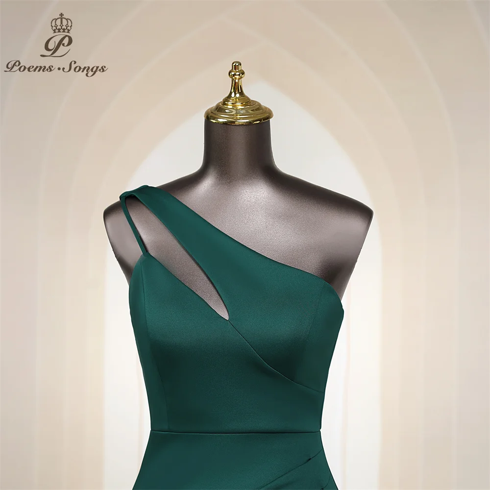 Simple Green Long Evening Dress High Split Mermaid Cut-Out One Shoulder Sleeveless Formal Prom Dresses Party