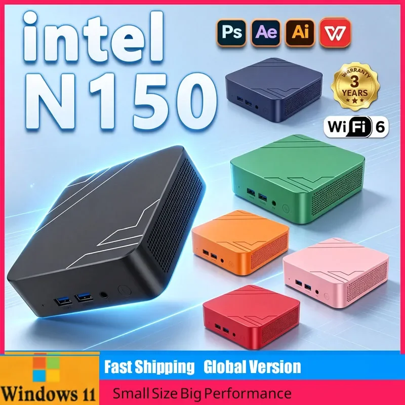 2026年新型ミニpc-ポータブル-インテル-core-n150-ミニコンピューター-16gb-ram-512gb-1tb-ssd-1000m-イーサネット-ゲーマー向けゲーミングpc-デスクトップ