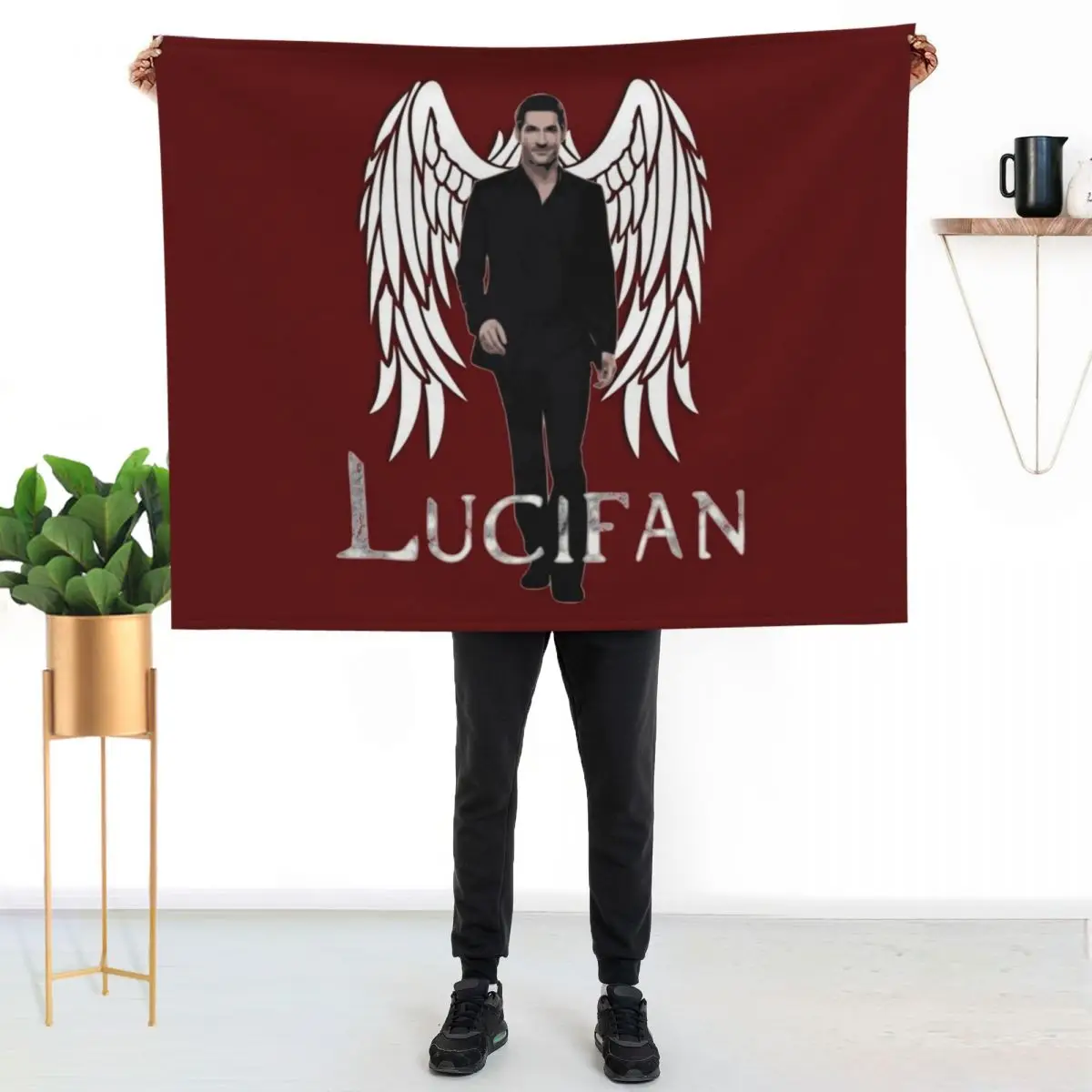 Lucifan / Lucifer Throw Blanket for sofa funny gift Shaggy Soft Plaid Luxury Designer Decorative Sofas Blankets