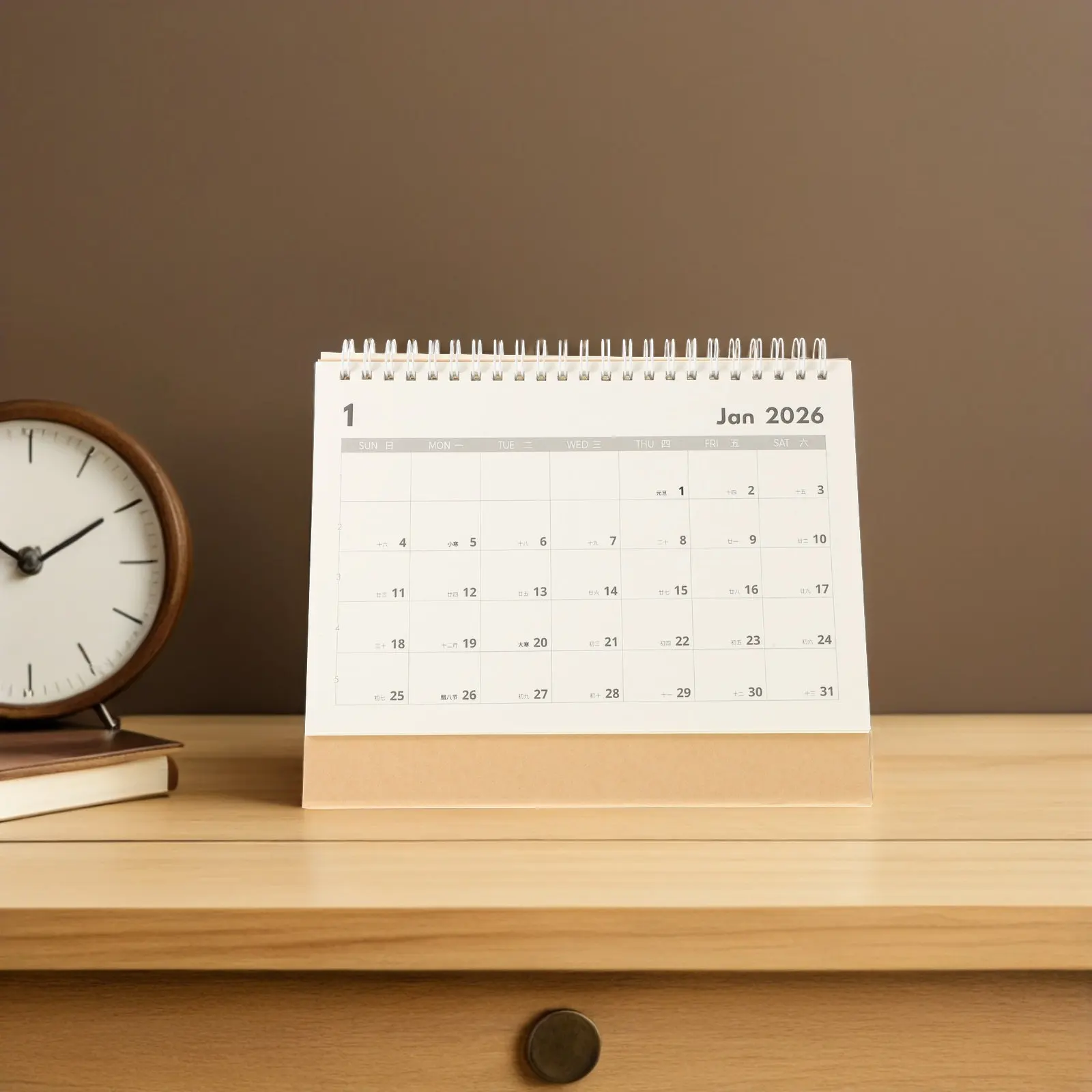 1Set Minimalist Desk Calendar 2025 2026 Horizontal Monthly Planner October 2025 December 2026 Large Note Space Desktop Office