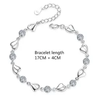925 en argent Sterling en forme de coeur collier Bracelet ensemble pour les femmes Vintage coréen bleu cristal Bracelets ensemble de bijoux bijoux de fête 6