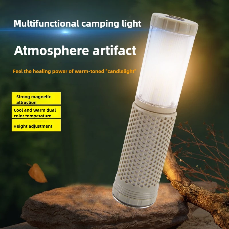 

Telescopic Camping Lantern Rechargeable Dual-Color Ambient Fill Light Magnetic Work Light Car Repair Lamp Portable Tent Light