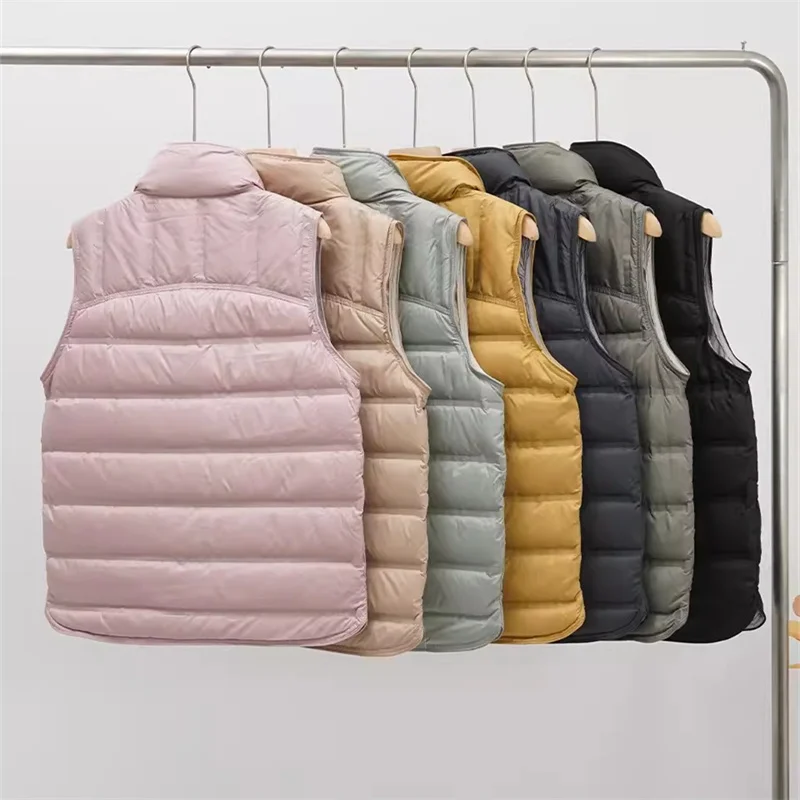 Autumn Winter Single Breasted Down Waistcoat Jacket Parkas Women Light Thin White Duck Down Vest Lady Warm Sleeveless Tank Coat