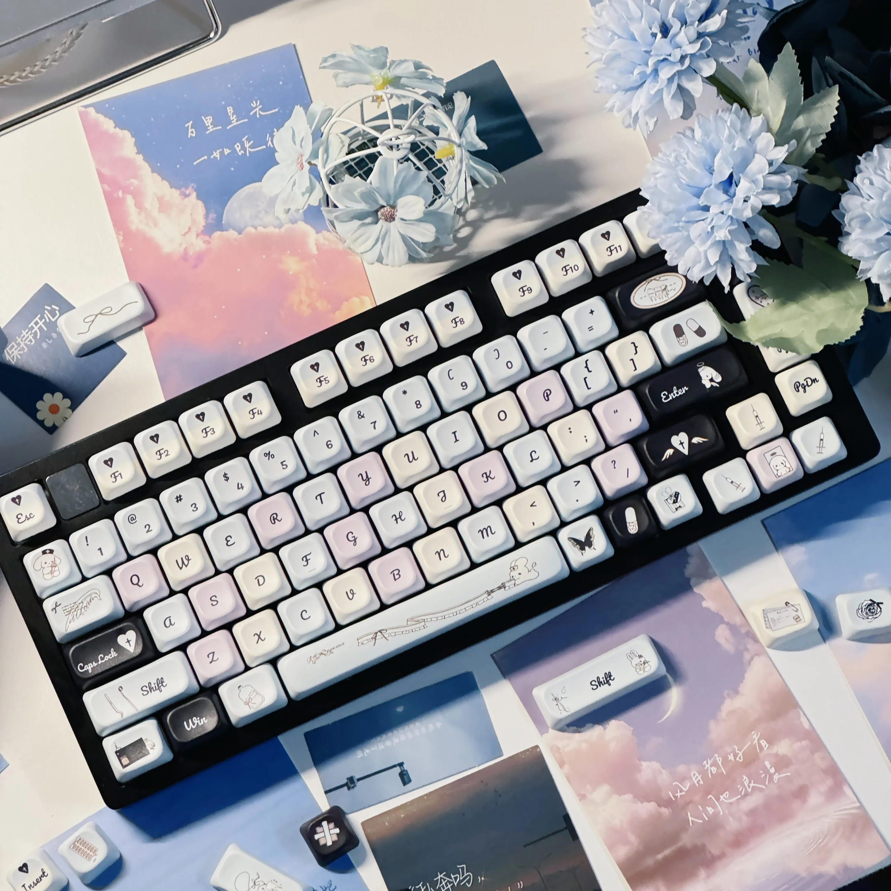 Dentist Theme Cute Keycaps EOA Profile 141Keys Y2K Style PBT Thermal Sublimation Personalized Keycap for DIY Mechanical Keyboard