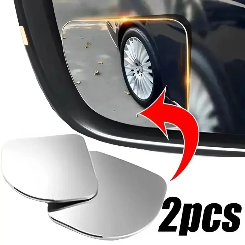 2 Espelhos de Ponto Cego HD Sem Moldura, 360° ° Espelho Retrovisor Auxiliar Redondo Pequeno de Ângulo Amplo Ajustável para Carro