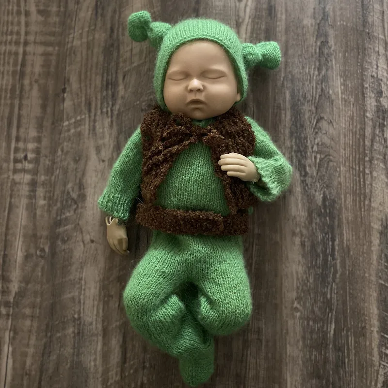 2023 New stylerole-playing Shrek handmade knitting monster set newborn shooting props studio clothing accessories