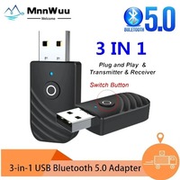 MnnWuu USB 3 In 1 Bluetooth 5.0 AdapterAudio Receiver Transmitter 3.5mm AUX Stereo Adapter For TV PC Computer Car Accessories