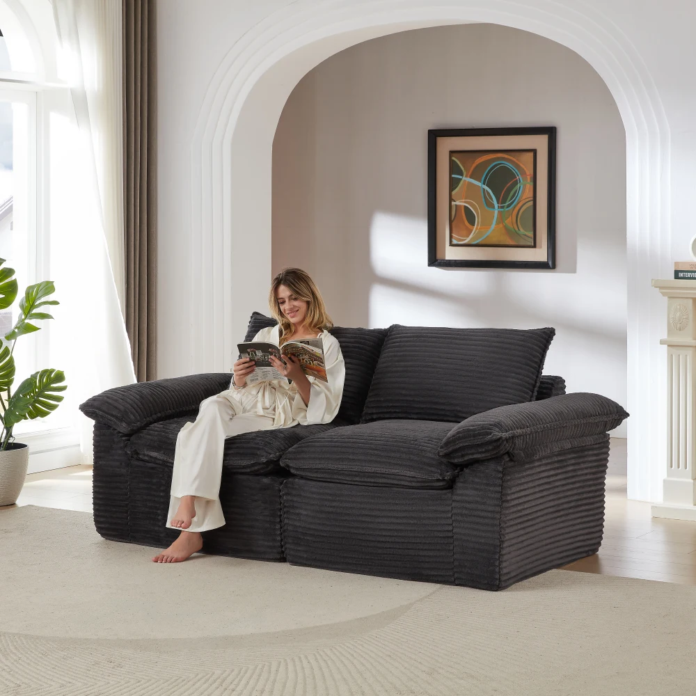

Modern Corduroy Cloud Sofa: Freely combinable, comfy, ideal for modern living rooms in homes, apartments & offices