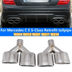For Mercedes-Benz C-Class, E-Class, S-Class Muffler, Exhaust Pipe Upgrade, C63 AMG R, Welded Oval Exhaust Pipe Four Outlet Tips