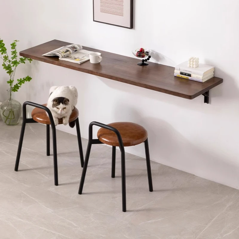 Wall Mounted Folding Table, Solid Wood Floating Desk for Cafe, Space Saving Wall Mounted Workstation, Creative Decorative Shelf