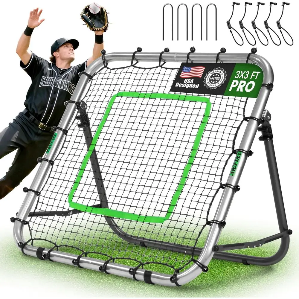 

Adjustable Heavy-Duty 3' x 3' Portable Baseball Rebound Trainer with Predictable and Random Modes