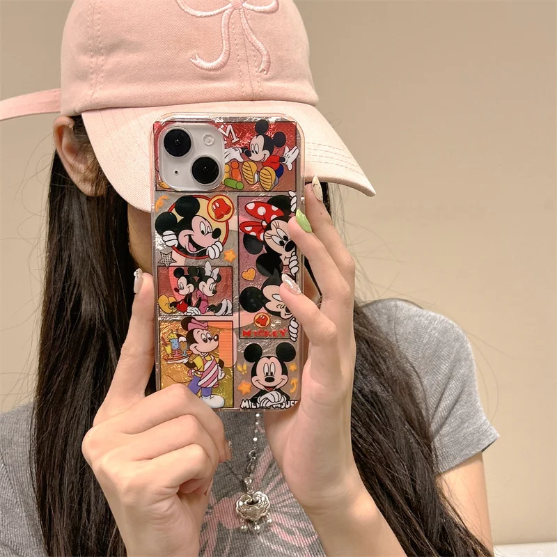 Urocze etui z bezprzewodowym ładowaniem Mickey Minnie Magsafe do iPhone'a 13 14 15 16 Pro Max Urocza pluszowa podstawka magnetyczna z Myszką Miki