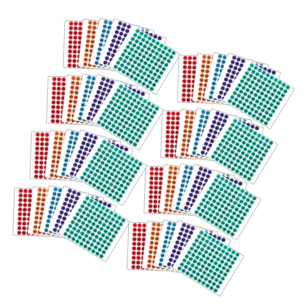 

50 Sheets Small Color Numbered Stickers 1-100 Self Stick Round Decals for Categorizing Files Supplies Classroom DIY Inventory