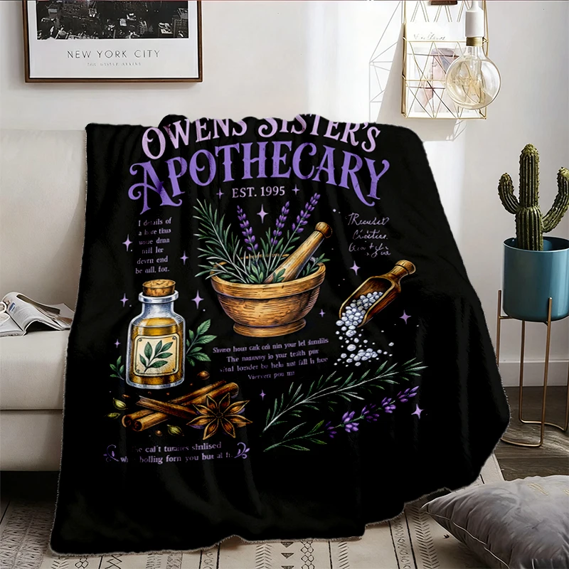 Owens Sisters Apothecary Flannel Blanket, Witchy Flannel Blanket, Witchy Herbal Flannel Blanket