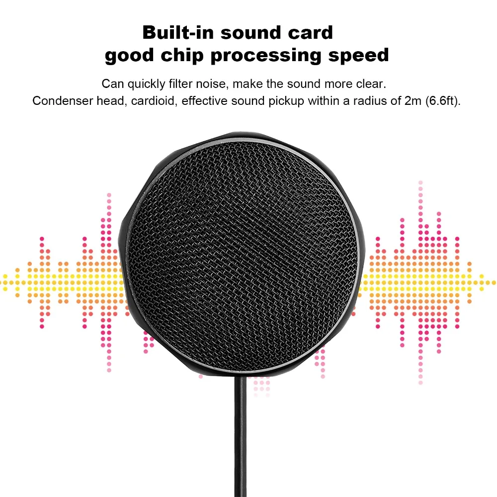 360° Omni‑directional Capture USB Condenser Microphone Clear Sound Plug and Play Mini Wired Meeting Business Mic